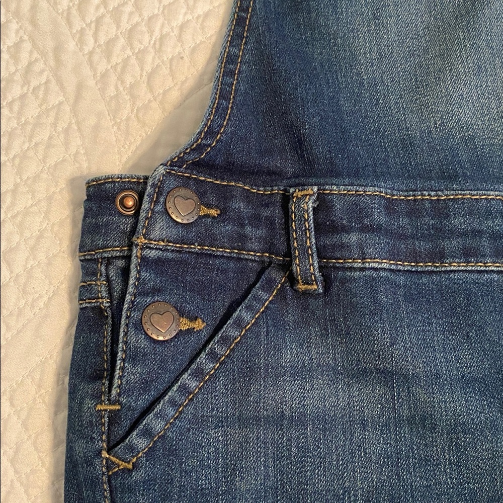 5T Girls Denim Ruffle Overalls - Picture 3 of 4